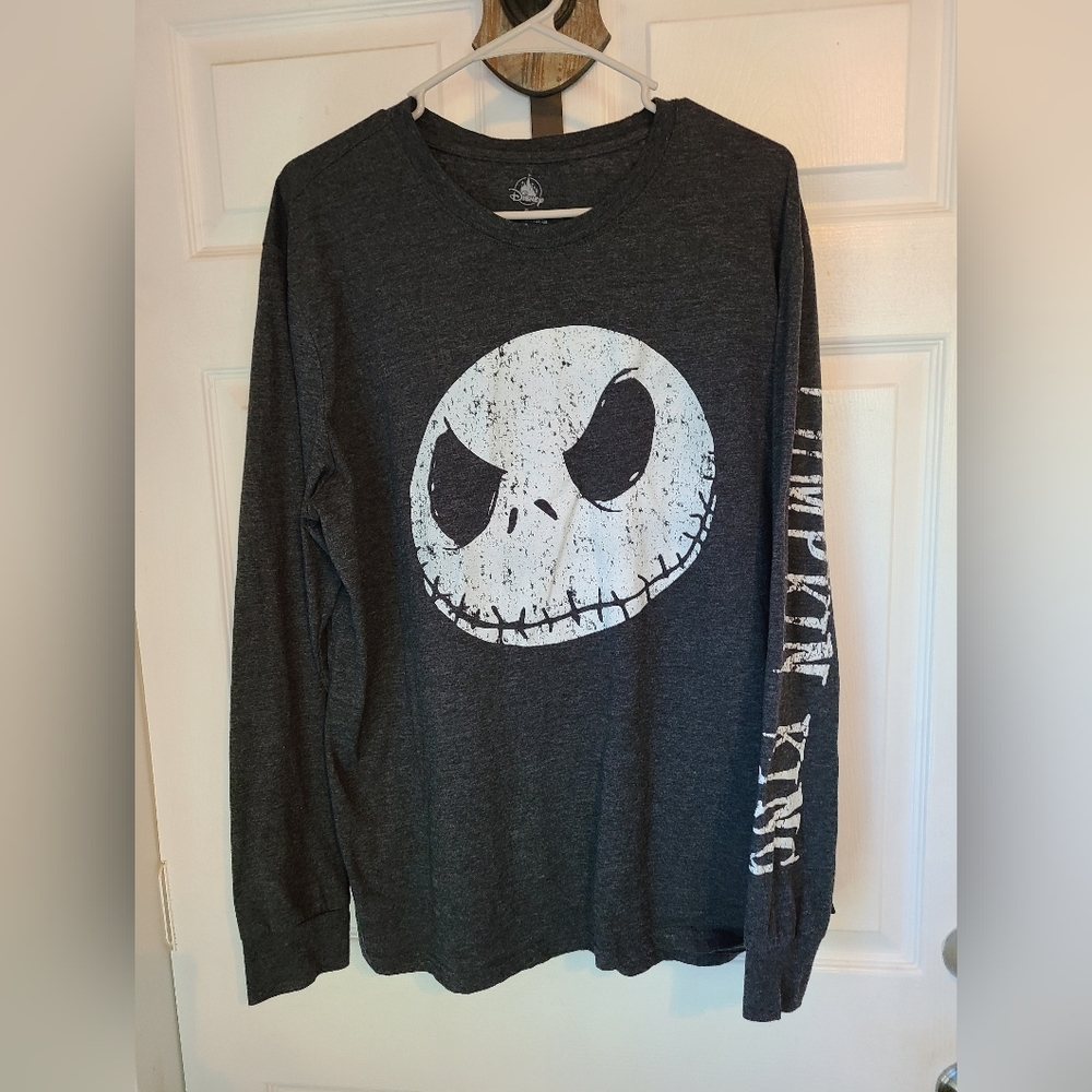(823) Disney's Long Sleeve Pumpkin King T-Shirt, Size: XL Color: Black